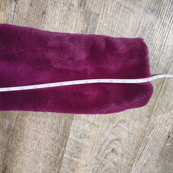 Womens Faux Fur Jacket L Magenta Plush Glam Mob Wife Y2K Cropped Statement Coat - Picture 8 of 9